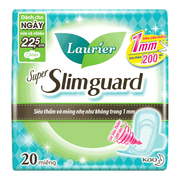 Băng Vệ Sinh Laurier Super SLimguard Siêu Mỏng Bảo Vệ 1mm 22.5cm 20 Miếng