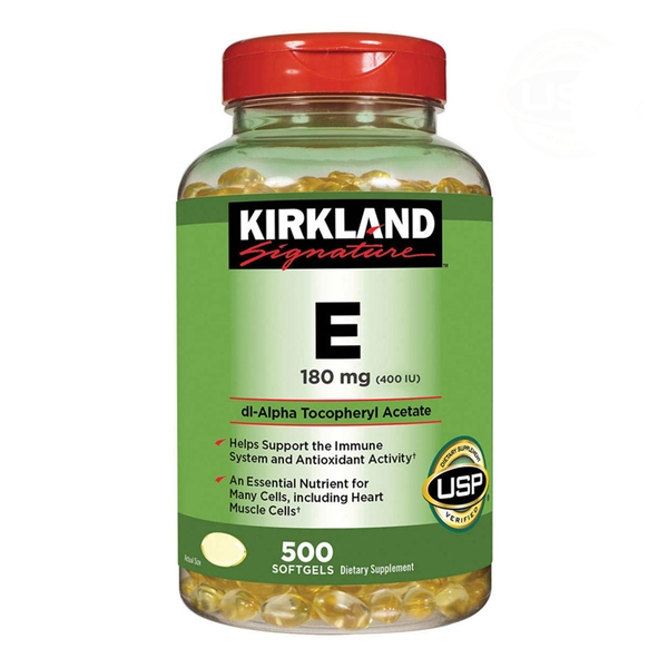 Viên uống bổ sung Vitamin E 400 I.U Kirkland Signature 500 Viên giúp làm đẹp da và ngăn ngừa lão hóa