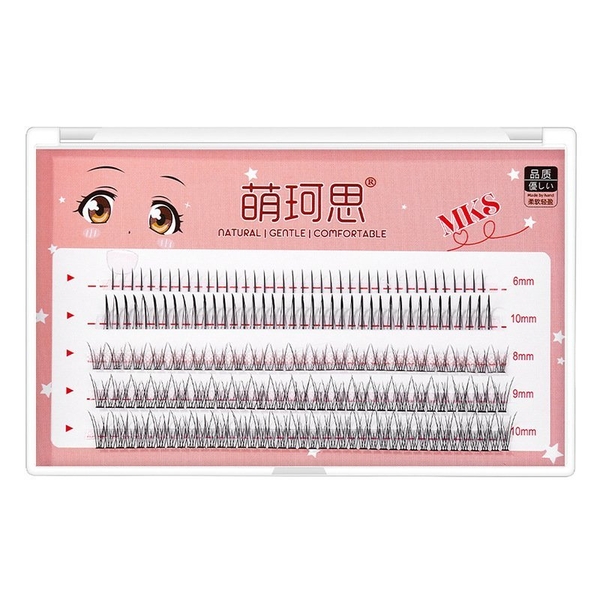 Mi Giả 5 Hàng MKS 3 Kiểu Mi Dưới, Mi Chùm Chữ A, Mi Chùm Chữ V Tự Nhiên