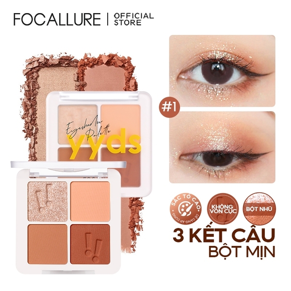 Phấn Mắt 4 Ô Nhiều Màu Nhũ Lì Sắc Tố Cao Focallure FA177 4.8g