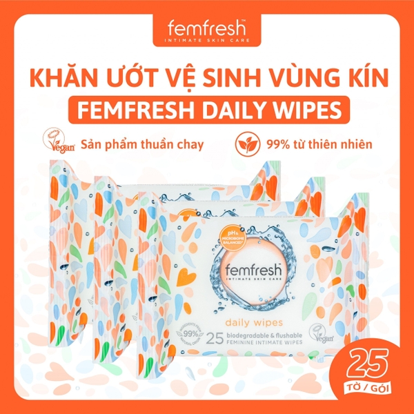 Khăn Ướt Vệ Sinh Vùng Kín Cao Cấp Hằng Ngày Femfresh Intimate Skincare Daily Wipes
