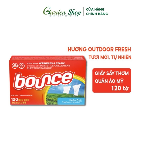 Giấy Thơm Quần Áo Bounce Sheets Outdoor Fresh 120 Tờ