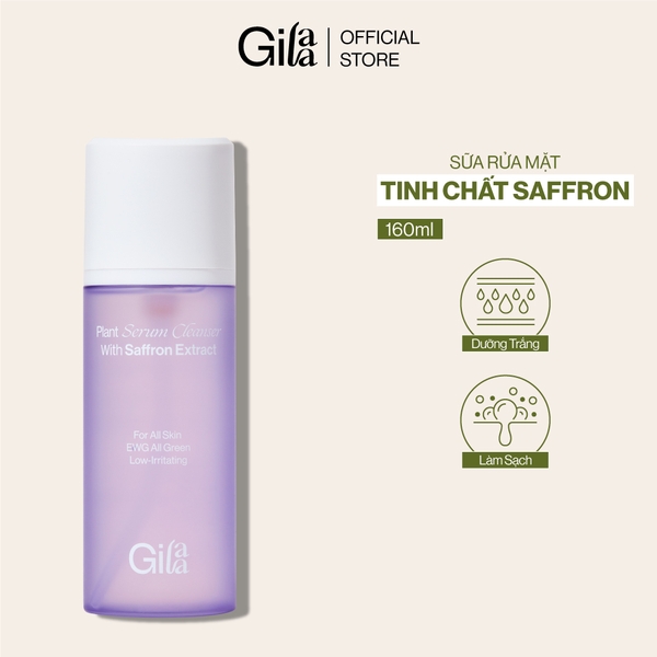 Sữa Rửa Mặt Dưỡng Trắng, Giảm Thâm, Đều Màu Da Gilaa Plant Serum Cleanser Saffron Extract 160g