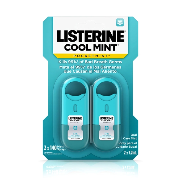 Combo xịt thơm miệng Listerine Pocketmist Cool Mint 7.7ml x 2