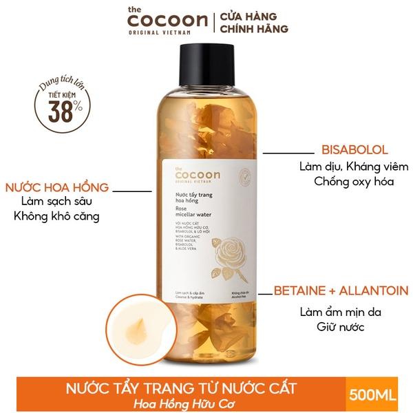 Nước Tẩy Trang Hoa Hồng Cocoon Làm Sạch & Cấp Ẩm 500ml