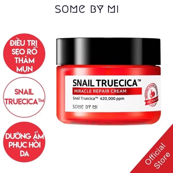 Kem Dưỡng Ẩm, Phục Hồi, Giúp Da Săn Chắc, Đàn Hồi Chiết Xuất Ốc Sên Some By Mi Snail Truecica Miracle Repair Cream 60g