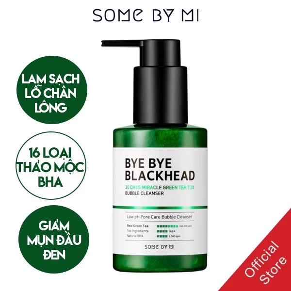 Sữa Rửa Mặt Some By Mi Sủi Bọt Làm Giảm Mụn Đầu Đen Bye Bye Blackhead 30 Days Miracle Green Tea Tox Bubble Cleanser 120ml