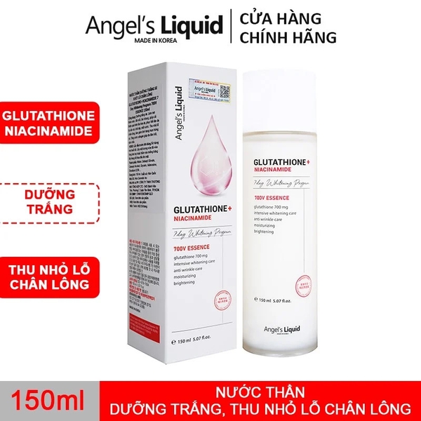 Nước Thần Dưỡng Trắng, Thu Nhỏ Lỗ Chân Lông Angel's Liquid Glutathione + Niacinamide 7Day Whitening Program 700V Essence 150ml