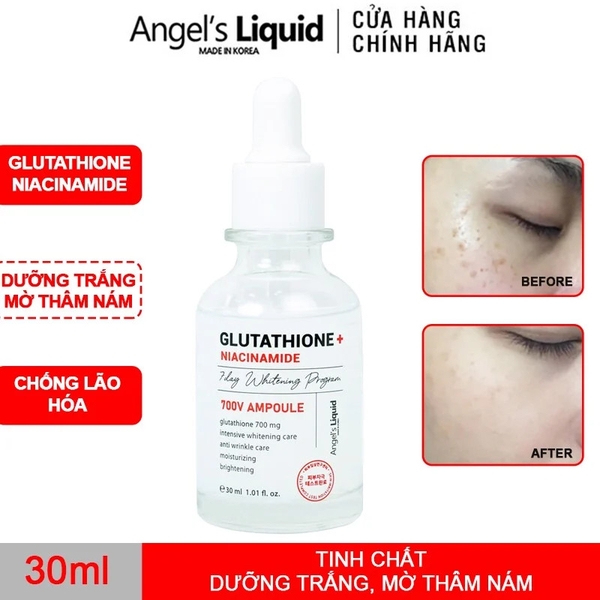 Tinh Chất Truyền Trắng Trị Nám Chuyên Sâu Angel's Liquid Glutathione + Niacinamide 700 V-Ampoule 30ml