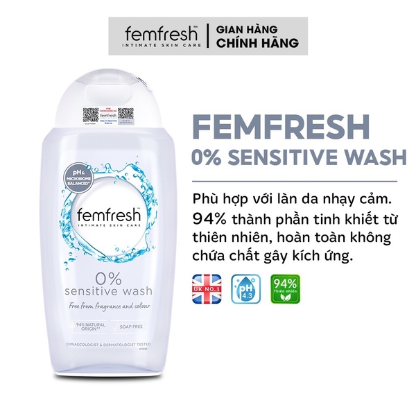 Dung Dịch Vệ Sinh Phụ Nữ Dành Cho Da Nhạy Cảm Femfresh Sensitive Intimate Wash 250ml