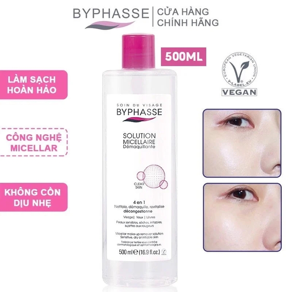 Nước Tẩy Trang Làm Sạch Dịu Nhẹ Cho Da Byphasse Solution Micellaire 500ml