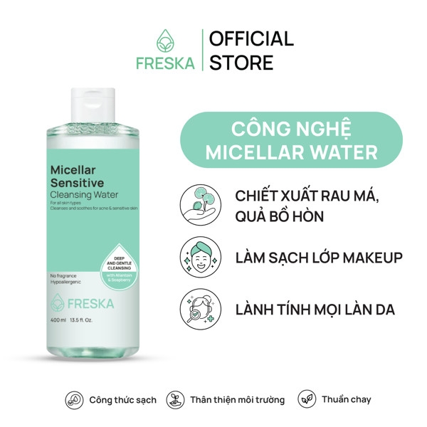 Nước Tẩy Trang Làm Sạch Sâu, Dưỡng Ẩm Freska Micellar Sensitive Cleansing Water 400ml