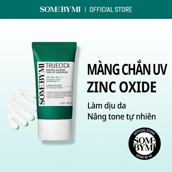 Kem Chống Nắng Nâng Tone Da Rau Má Truecica Mineral Calming Tone-up SPF50+ PA++++ 50ml