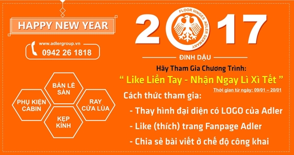 MANG KHÔNG KHÍ XUÂN VỀ NHÀ CÙNG CHƯƠNG TRÌNH “LIKE LIỀN TAY – NHẬN NGAY LÌ XÌ TẾT” CỦA BẢN LỀ SÀN ADLER.