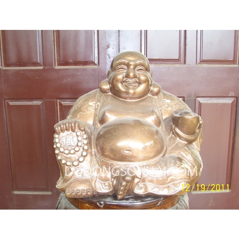 Tượng Phật Di Lặc đúc bằng đồng đỏ khảm tam khí, mã BD01