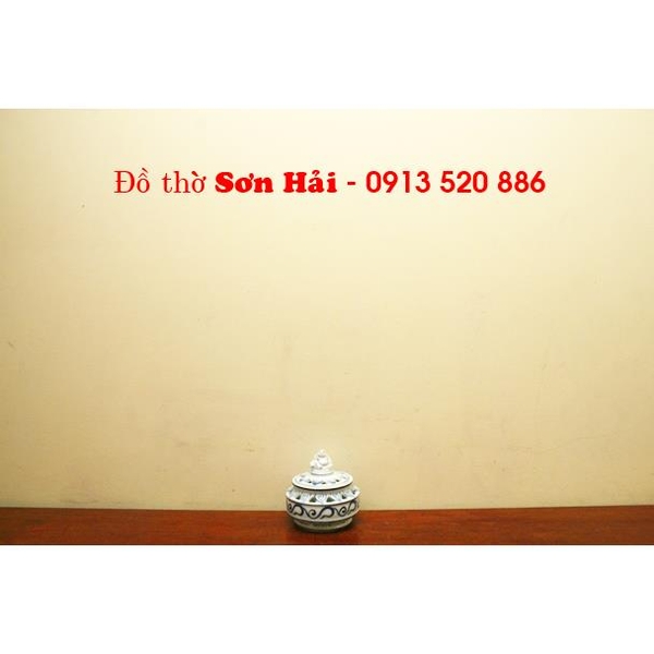 Lư đốt trầm bằng gốm sứ Bát Tràng giả cổ, mã LDT01