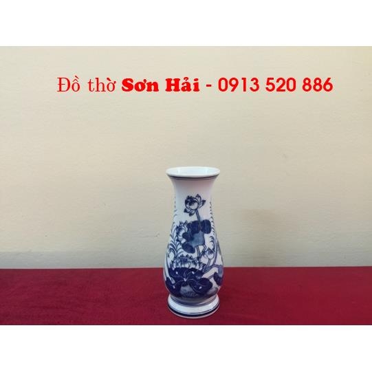 Lọ hoa Bát Tràng giả cổ, lọ Huệ, men lam cao cấp, cao 20cm