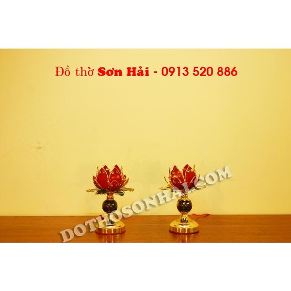 Mua đèn thờ ở đâu, đèn thờ hoa Sen cao cấp cao 23cm