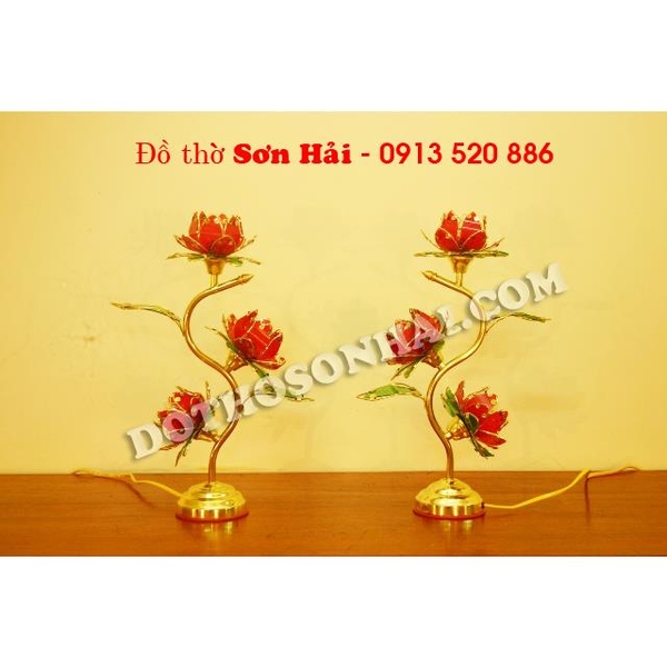 Đèn thờ hoa Sen 3 bông cao 45cm