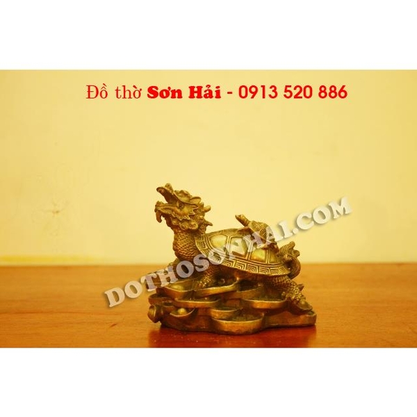 Rùa đồng phong thủy cõng con, 11cm x 9cm