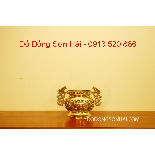 Lư hương bằng đồng Đài Loan rộng 16,5cm, cao 16,5cm, mã A120