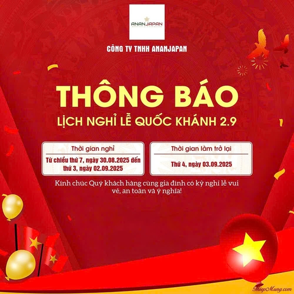 THÔNG BÁO NGHỈ LỄ 2/9 NĂM 2025