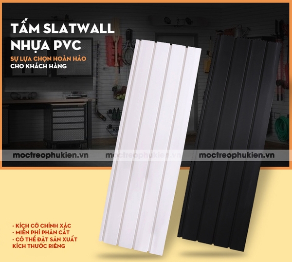 Tấm slatwall nhựa PVC lắp ghép ốp tường trưng bày hàng hóa phụ kiện