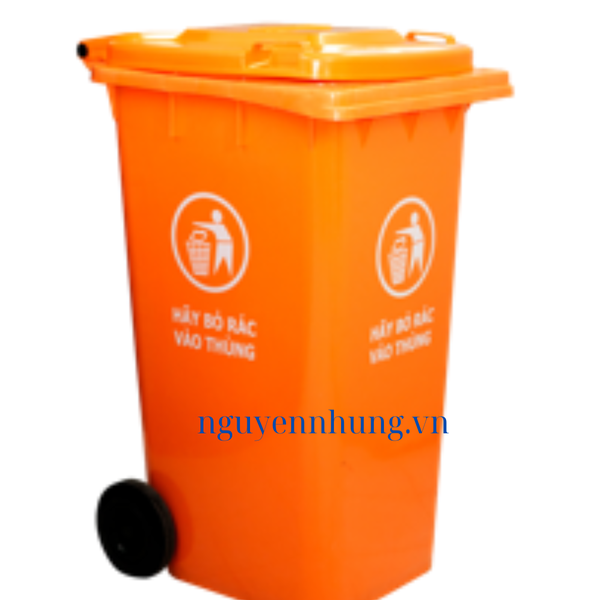 Thùng Rác Nhựa 120L Màu Cam Bảo hộ lao động Nguyễn Nhung