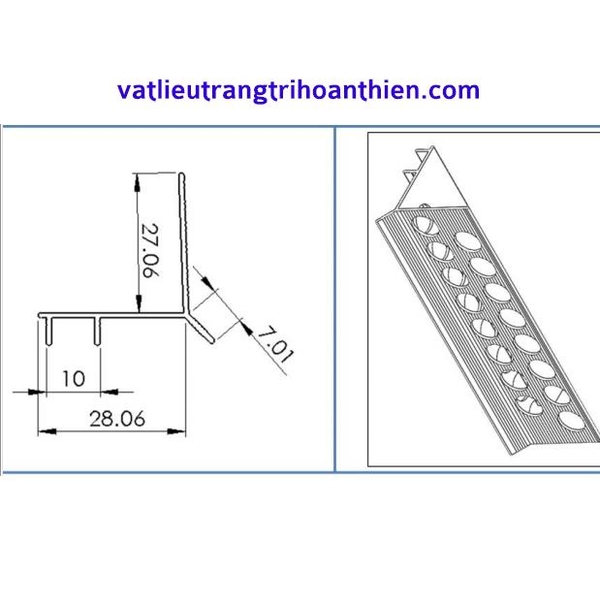 Nẹp trát vữa + tạo rãnh nước.