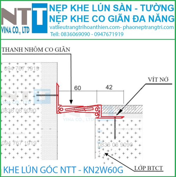 Nẹp Khe Lún, Nẹp Khe Co Giãn Đa Năng Mã NTT-KN 2w60