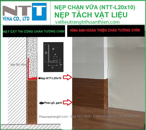 Nẹp tách khe chân tường, nẹp trát tường