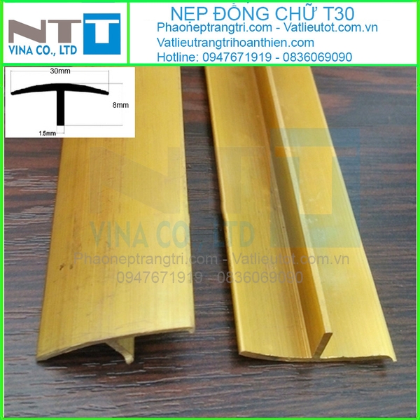 Nẹp đồng chữ T30 trơn