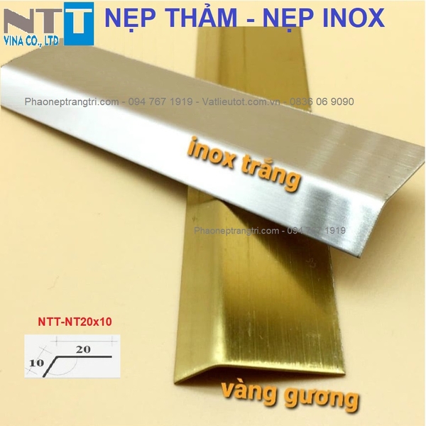 KÍCH THƯỚC NẸP INOX, NẸP T INOX, NẸP V, NẸP L, NẸP U