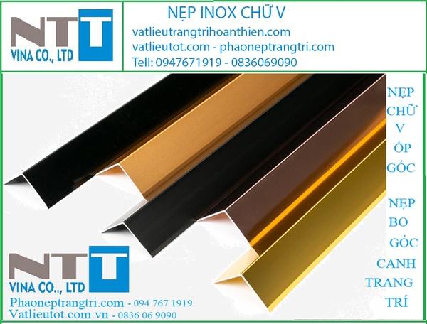KÍCH THƯỚC NẸP INOX, NẸP T INOX, NẸP V, NẸP L, NẸP U