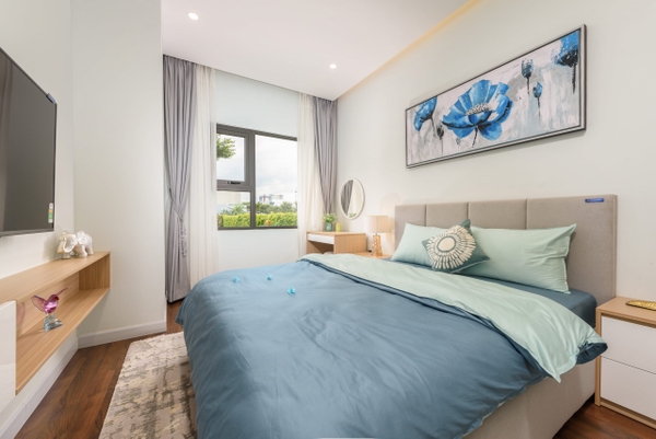 Thi công Nội thất căn hộ chung cư Tecco Lào Cai thiết kế phòng ngủ tạo không gian mở