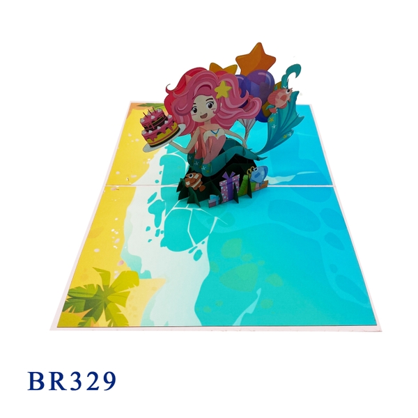 Happy Birthday Mermaid Pop Up Card