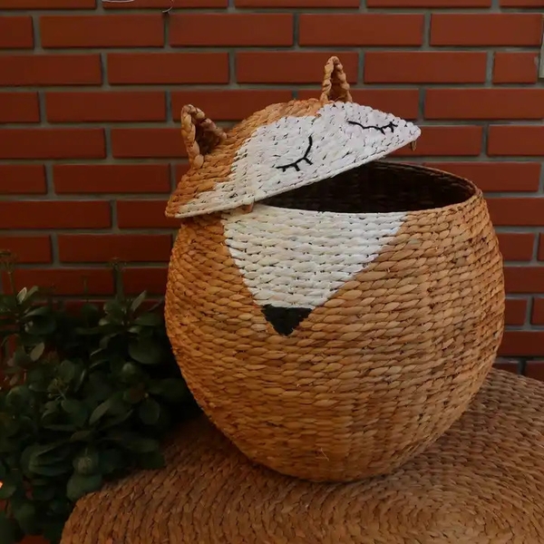 Natural water hyacinth Laundry storage basket Animal style