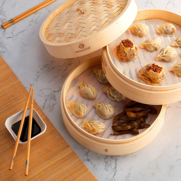Bamboo food steamer baskets - 1/2/3/4/5layers