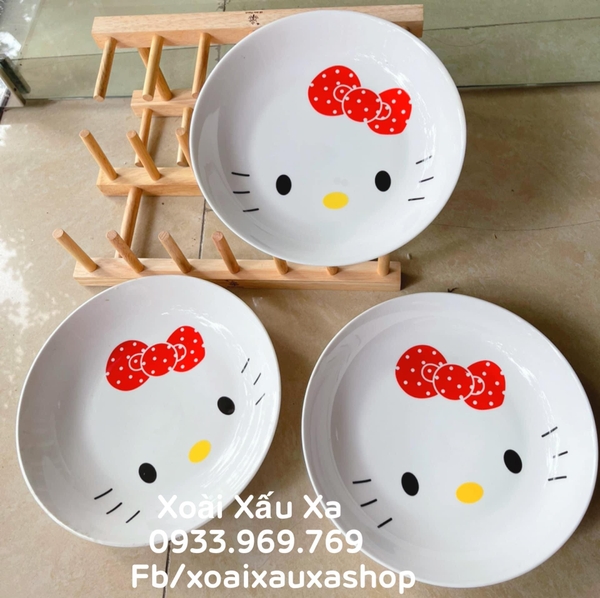 Dĩa sứ mặt mèo hello kitty (dvt: 1 cái)