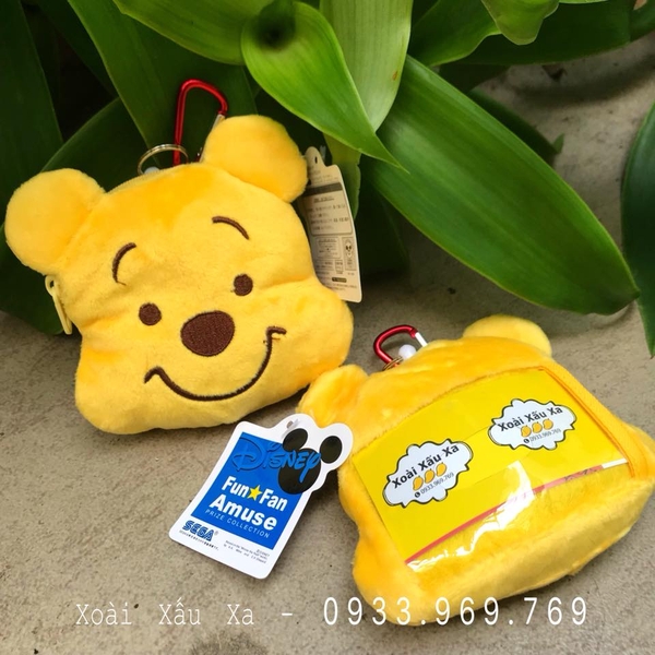 MÓC KHÓA ĐỰNG THẺ + VÍ TIỀN GẤU BÔNG POOH