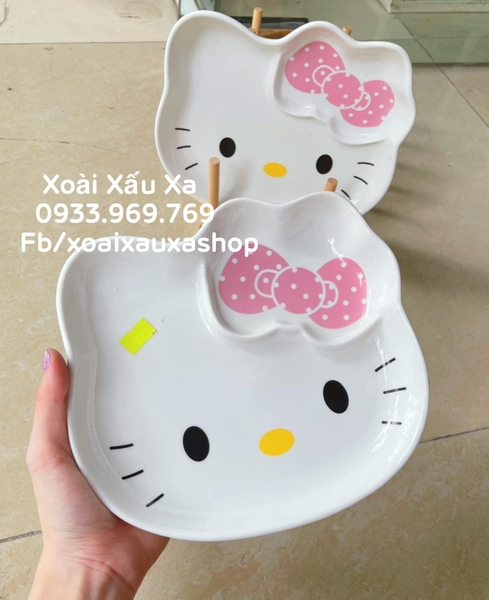 Dĩa sứ mặt mèo hello kitty (dvt: 1 cái)