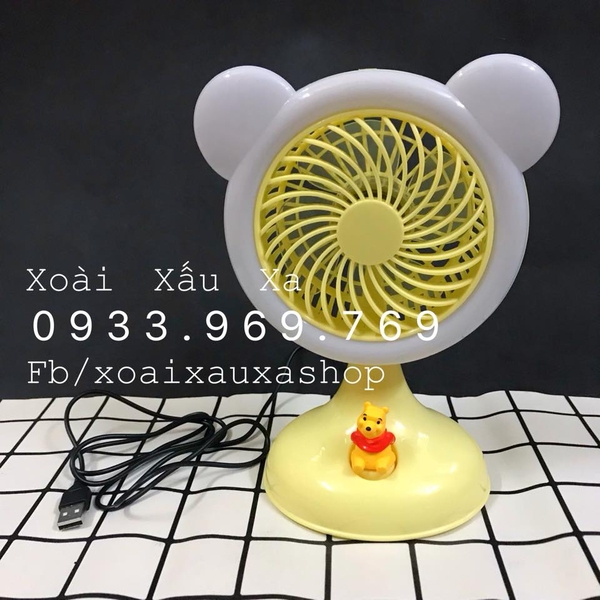 QUẠT + ĐÈN SẠC USB POOH