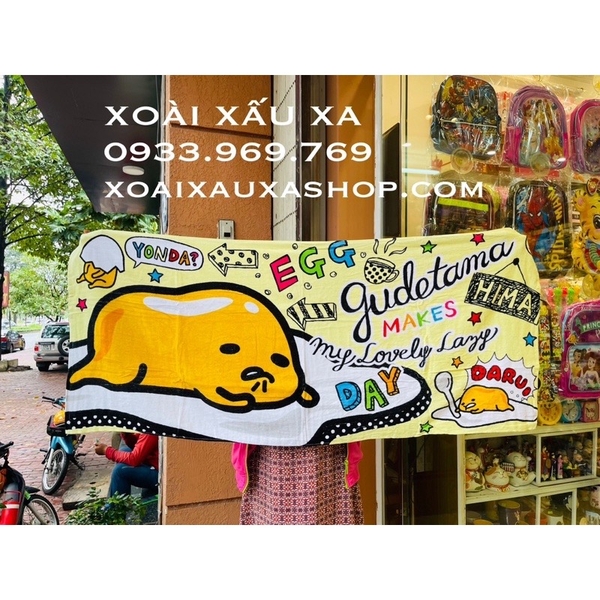 khăn tắm hoạt hình trứng lười Gudetama (kích thước: 1m40cm* 60cm)