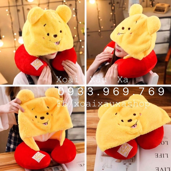 GỐI CỔ BÔNG CÓ NÓN POOH-STITCH