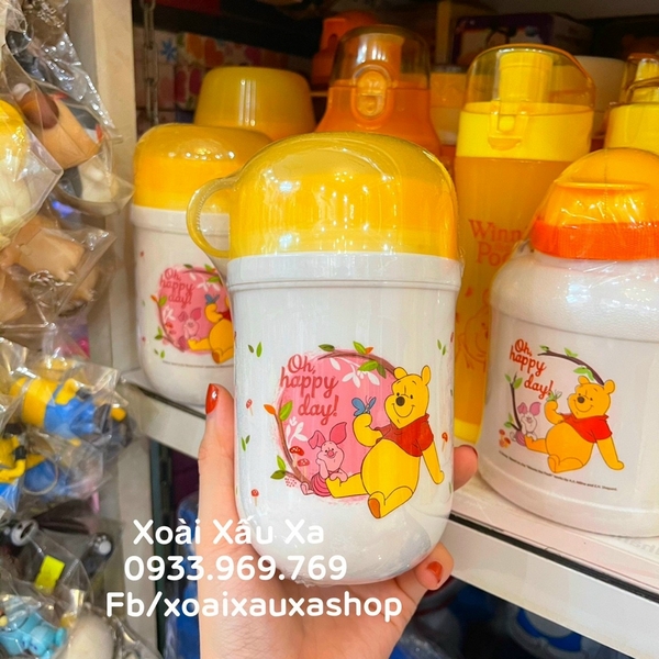 Ly nước nhựa nắp ly gấu pooh