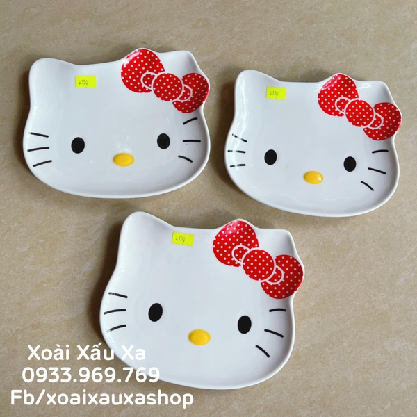 Dĩa sứ mặt mèo hello kitty (dvt: 1 cái)