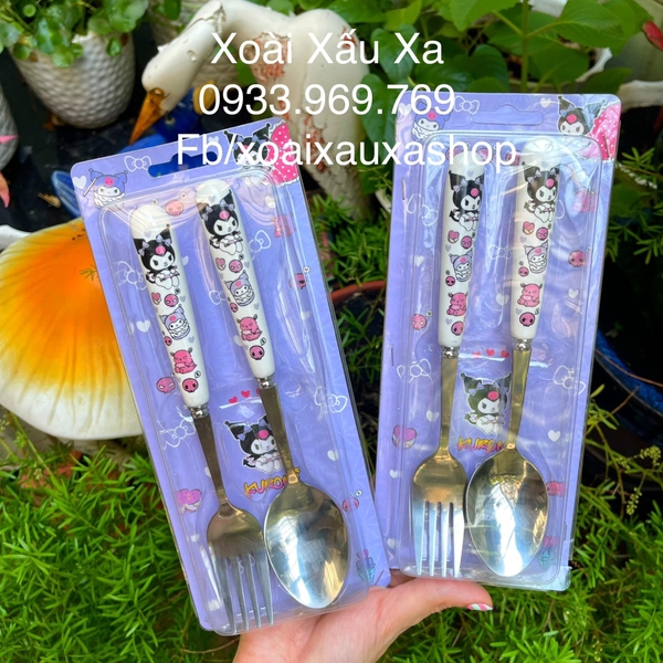 Set Muỗng Đũa Kuromi inox