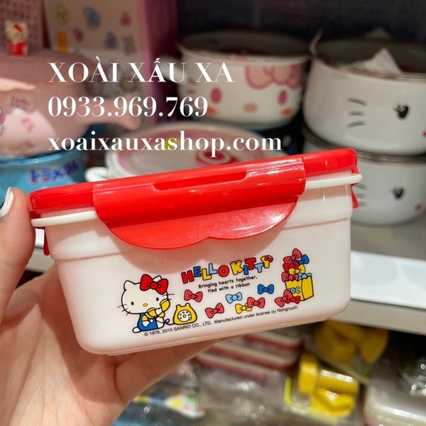 hộp nhựa đựng thực phẩm khoá cài Hello Kitty (1 cái)