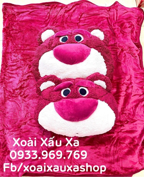 GỐI MỀN 2TRONG 1 GẤU DÂU LOTSO