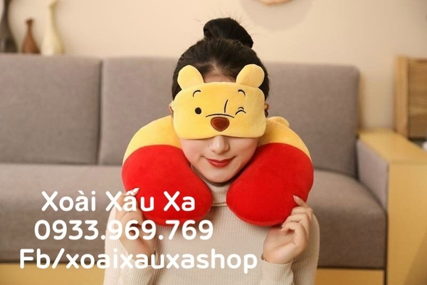 GỐI KÊ CỔ KÈM BỊT MẮT NGỦ GẤU POOH- MICKEY-MINNIE MOUSE